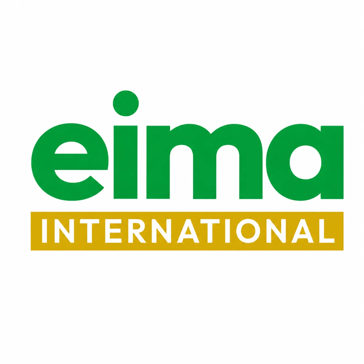 Logotipo verde da EIMA International em fundo branco com design moderno e minimalista voltado ao setor agrícola e de tecnologia para o agronegócio.